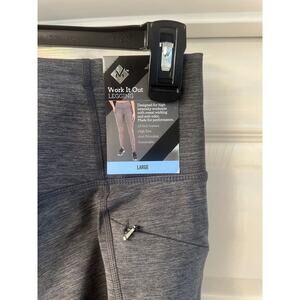 Members Mark High Work It Out LEGGING Gray Size L, With Pockets NWT